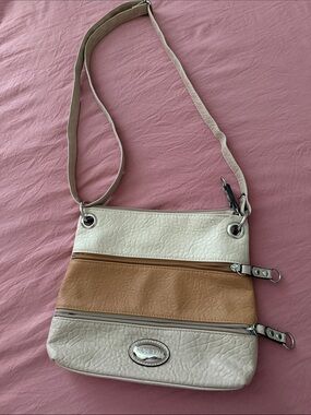 Rosetti Cream and Tan Colorblock Crossbody Bag